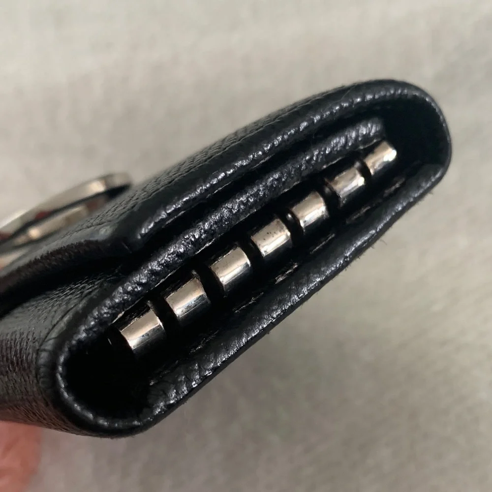 BVLGARI Key Holder Black Textured Leather